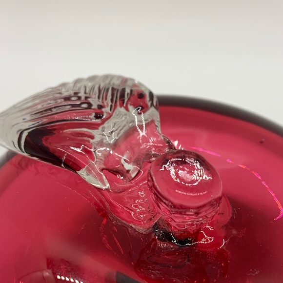 Vintage Angelo Rossi Hand Blown Cranberry Glass Apple - Picture 7 of 9